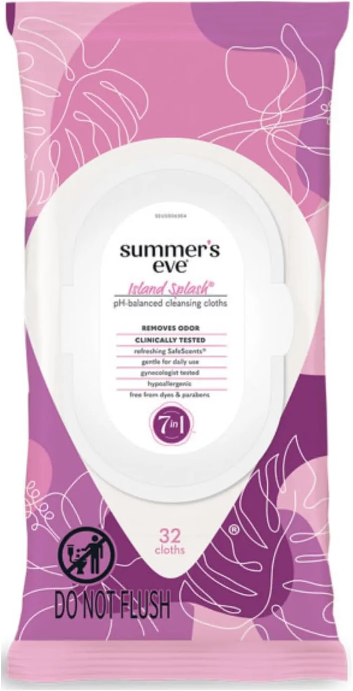 Summer's Eve Cleansing Cloths Soft Pack, Island Splash, 32 Count