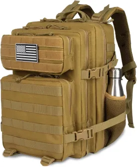 Tactical Backpack - 25L/35L/45L Military Tactical Backpack For Men Molle Daypack 3 Day Bug Out Bag Hiking Rucksack With Bottle Holder 35L Khaki Backpacks