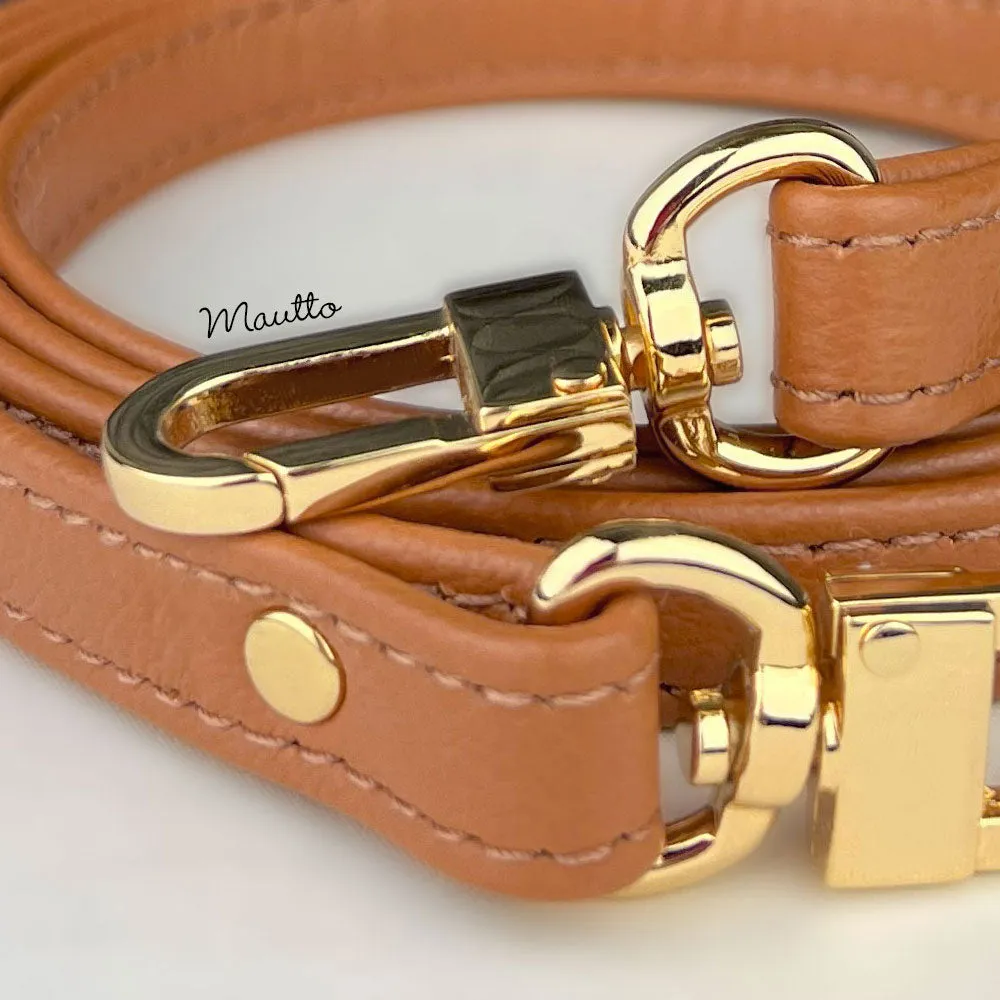 Tan (Mature Patina) Leather Purse Strap, Handbag Strap or Bandolier - Customize Length (Short Shoulder to Extra Long Crossbody Size) - Half Inch Wide