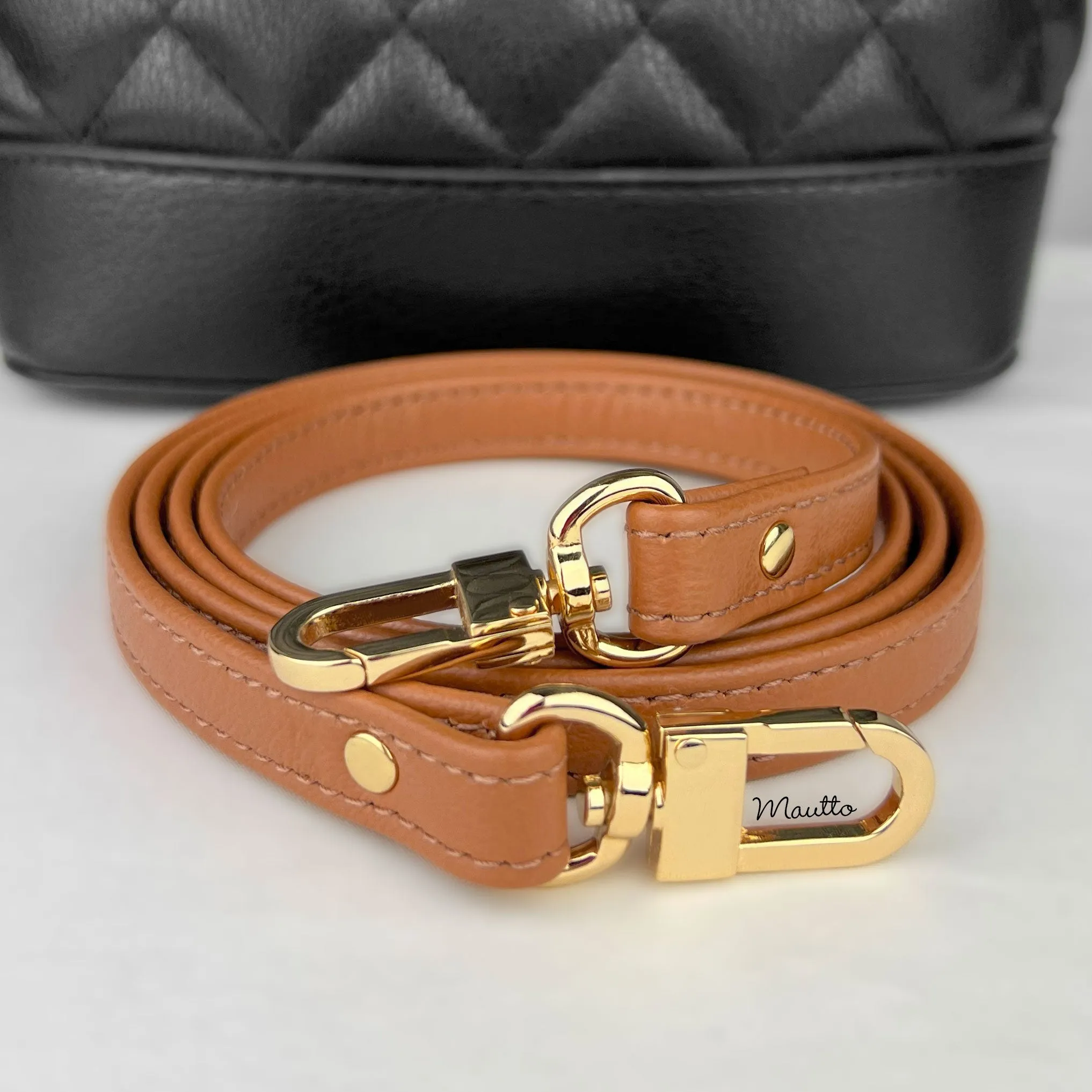 Tan (Mature Patina) Leather Purse Strap, Handbag Strap or Bandolier - Customize Length (Short Shoulder to Extra Long Crossbody Size) - Half Inch Wide