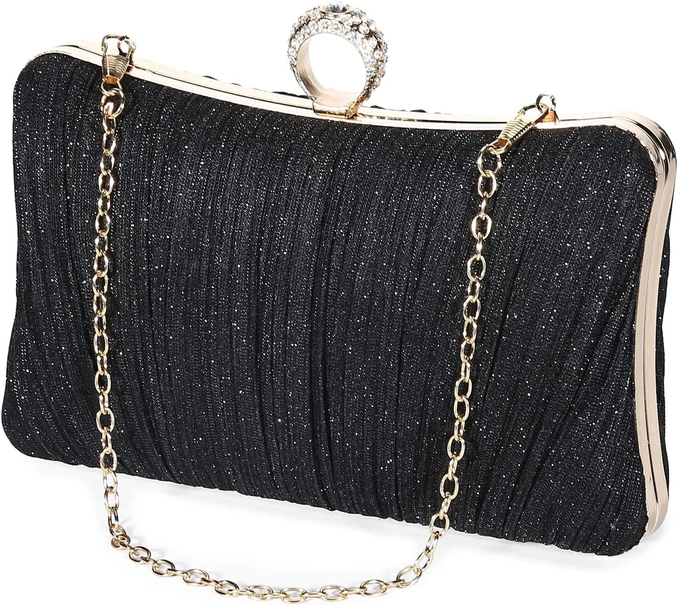 Tanpell Elegant Pleated Glitter Evening Bags Clutch for Women Formal Bridal Wedding Purse Prom Cocktail Party Handbags