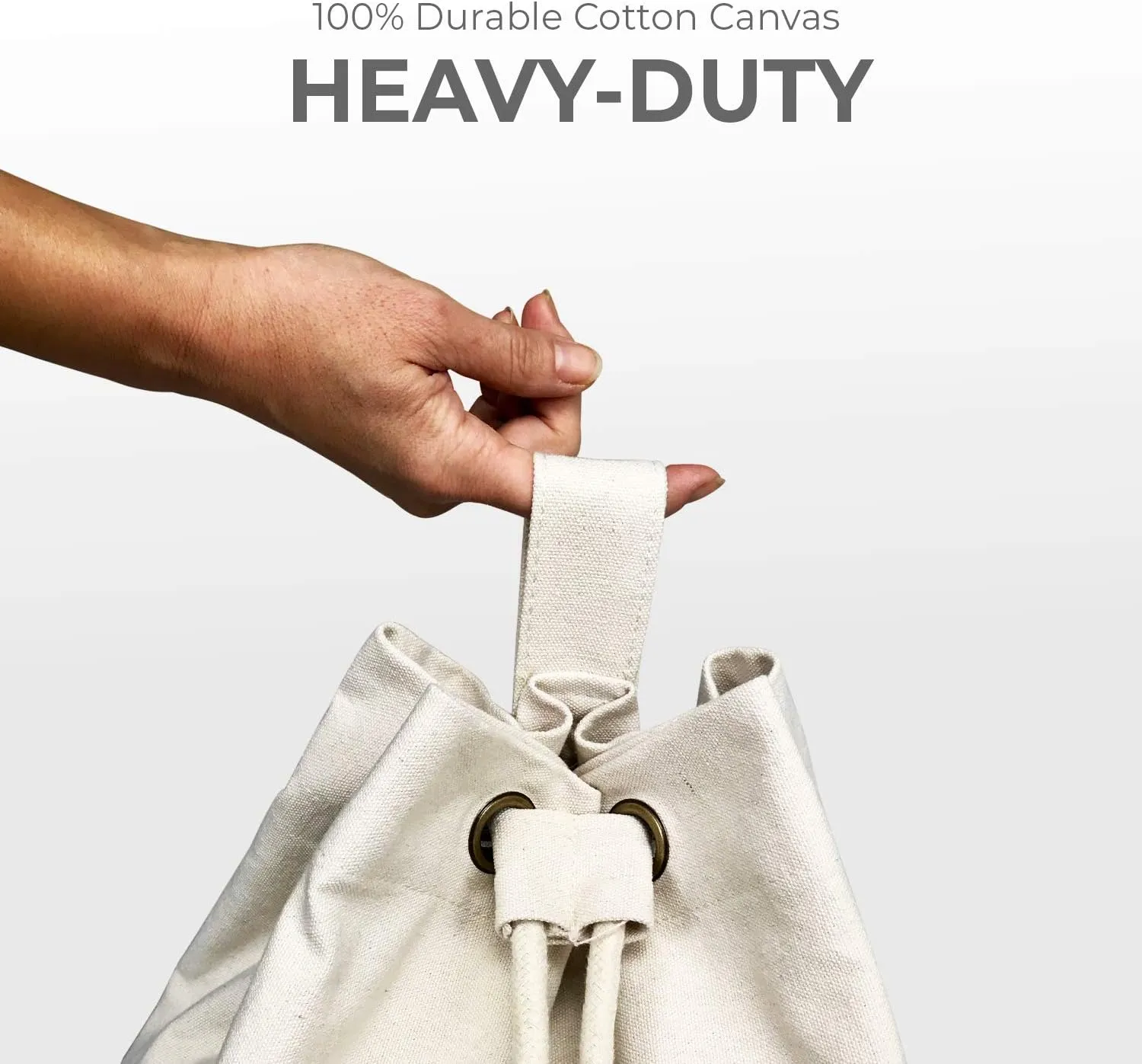 Teeo - Laundry Backpack - College Dorm Room Essentials - Laundry Bag Travel - Hamper - Backpack Large Spacious 25X20 Drawstring 100% Sturdy Cotton Canvas, Hamper Storage Organizer (Natural)