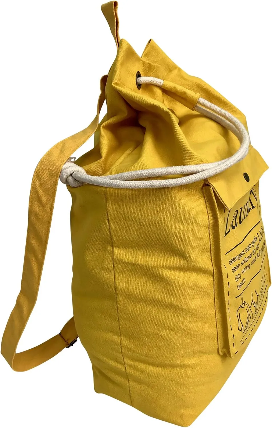 Teeo - Laundry Bag - Dorm Room Essentials - Travel Laundry Bags - College Essentials - Backpack Large Spacious 25X20 Drawstring 100% Sturdy Cotton Canvas, Hamper Storage Organizer (Yellow)