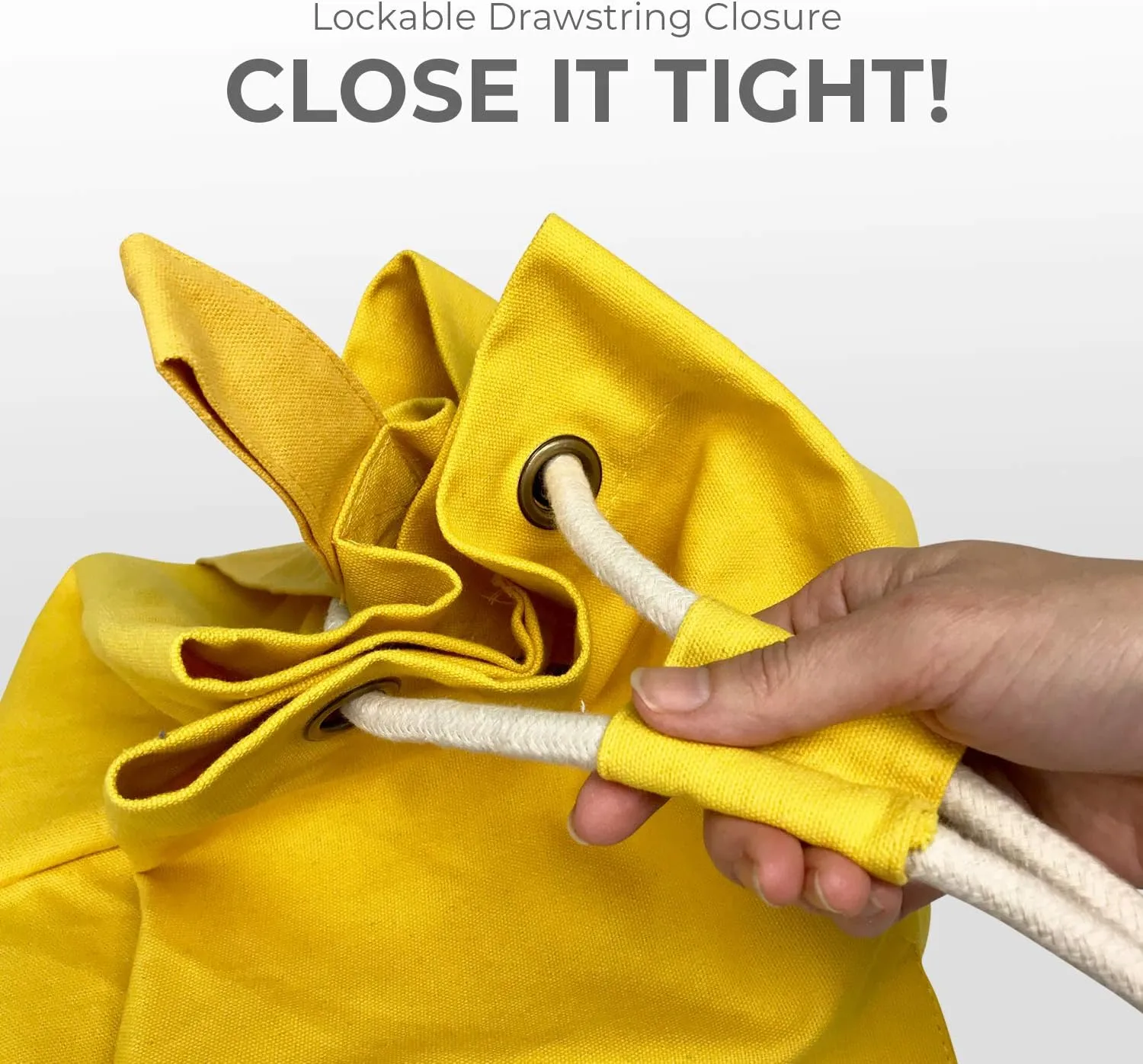 Teeo - Laundry Bag - Dorm Room Essentials - Travel Laundry Bags - College Essentials - Backpack Large Spacious 25X20 Drawstring 100% Sturdy Cotton Canvas, Hamper Storage Organizer (Yellow)