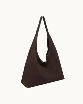 The Amber: Genuine Suede Leather Hobo Chocolate