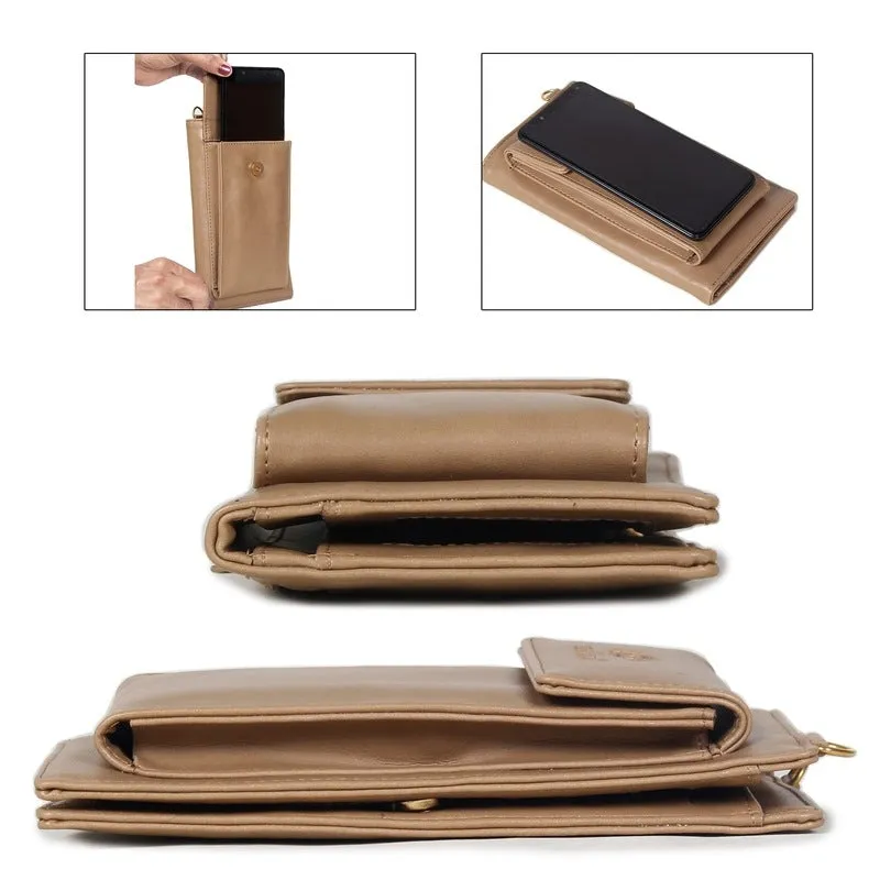 THE CLOWNFISH Adora Women's Wallet - Stylish Design, Multiple Compartments | Sling Bag | Light Brown