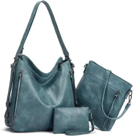 Tote Handbags for Women Convertible Backpack Purses PU Leather Hobo Bags Crossbody Shoulder Bag Satchel Purse Set 3pcs