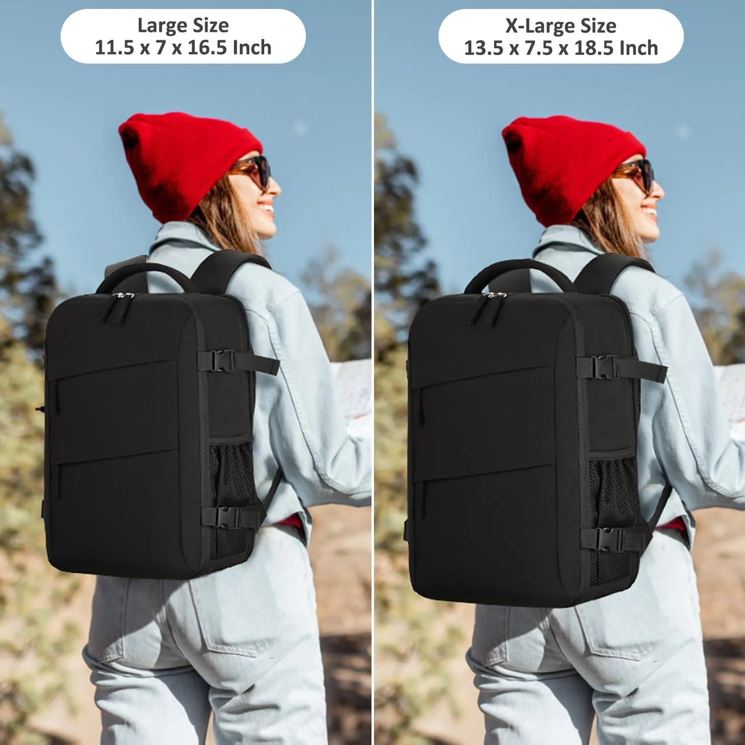 Travel Backpack for Women Men Carry on Flight Approved Lightweight 15.6 Inch Laptop Backpack Duffle College Business Work Weekender Hiking Travel Essentials Suitcase Backpack Black