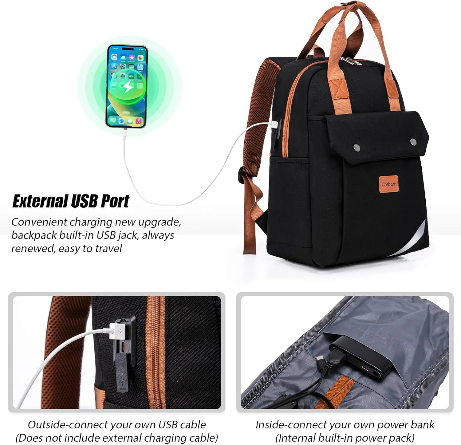 Travel Backpack with External USB Port, Durable Lightweight Backpack with One Laptop Compartment, Large backpack for Travel, College and Daily Use