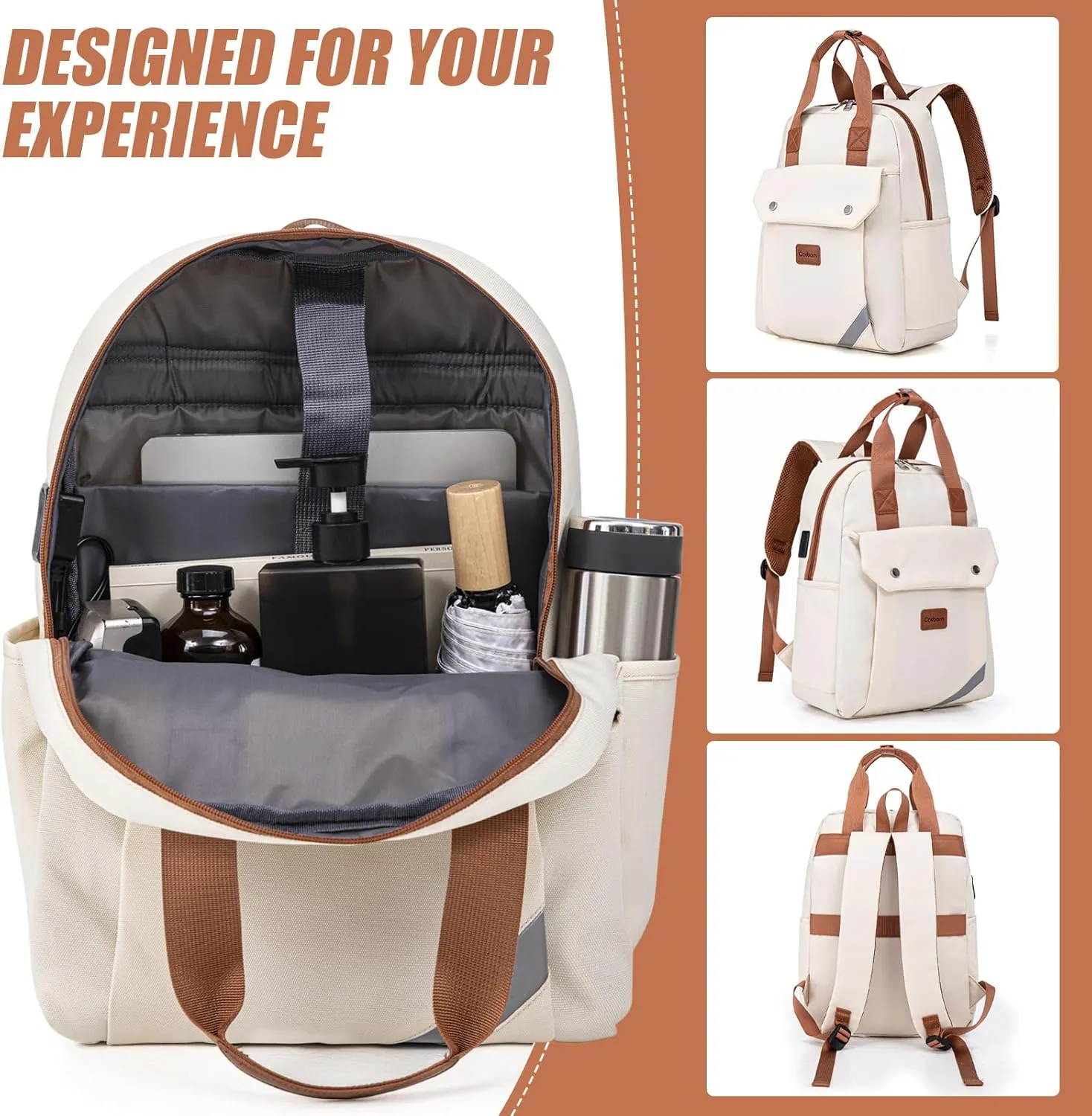 Travel Backpack with External USB Port, Durable Lightweight Backpack with One Laptop Compartment, Large backpack for Travel, College and Daily Use