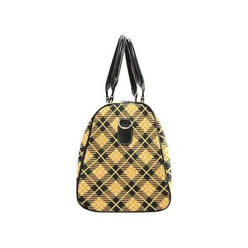 Travel Bags, Black And Yellow Flannel Style Adjustable Black Handle Zip Close Bag