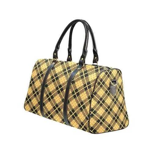 Travel Bags, Black And Yellow Flannel Style Adjustable Black Handle Zip Close Bag