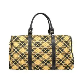 Travel Bags, Black And Yellow Flannel Style Adjustable Black Handle Zip Close Bag