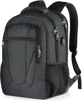 Travel Laptop Backpack for Men and Women, Backpacks for School Teen Boys, Business Anti Theft Slim Durable Back Pack with USB Charging Port, Adult Computer Bag Gift 15.6 IN Laptop, Black
