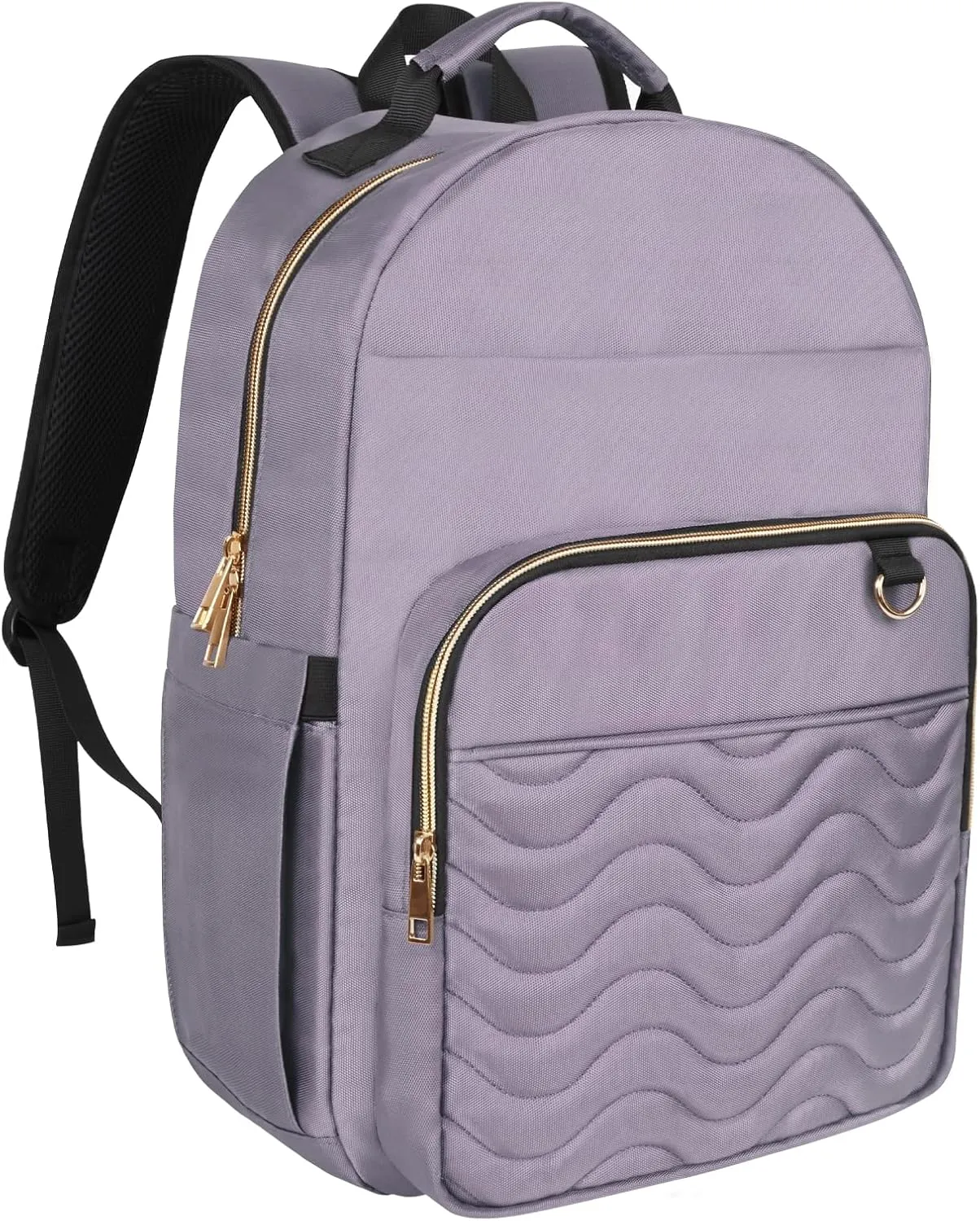 Travel Laptop Backpack for women, Work Backpack Woman with USB Charging Port, Water Resistant College Backpack, Stylish Quilted Girls Back Pack Casual Daypack for 15.6 Inch Laptop, Purple