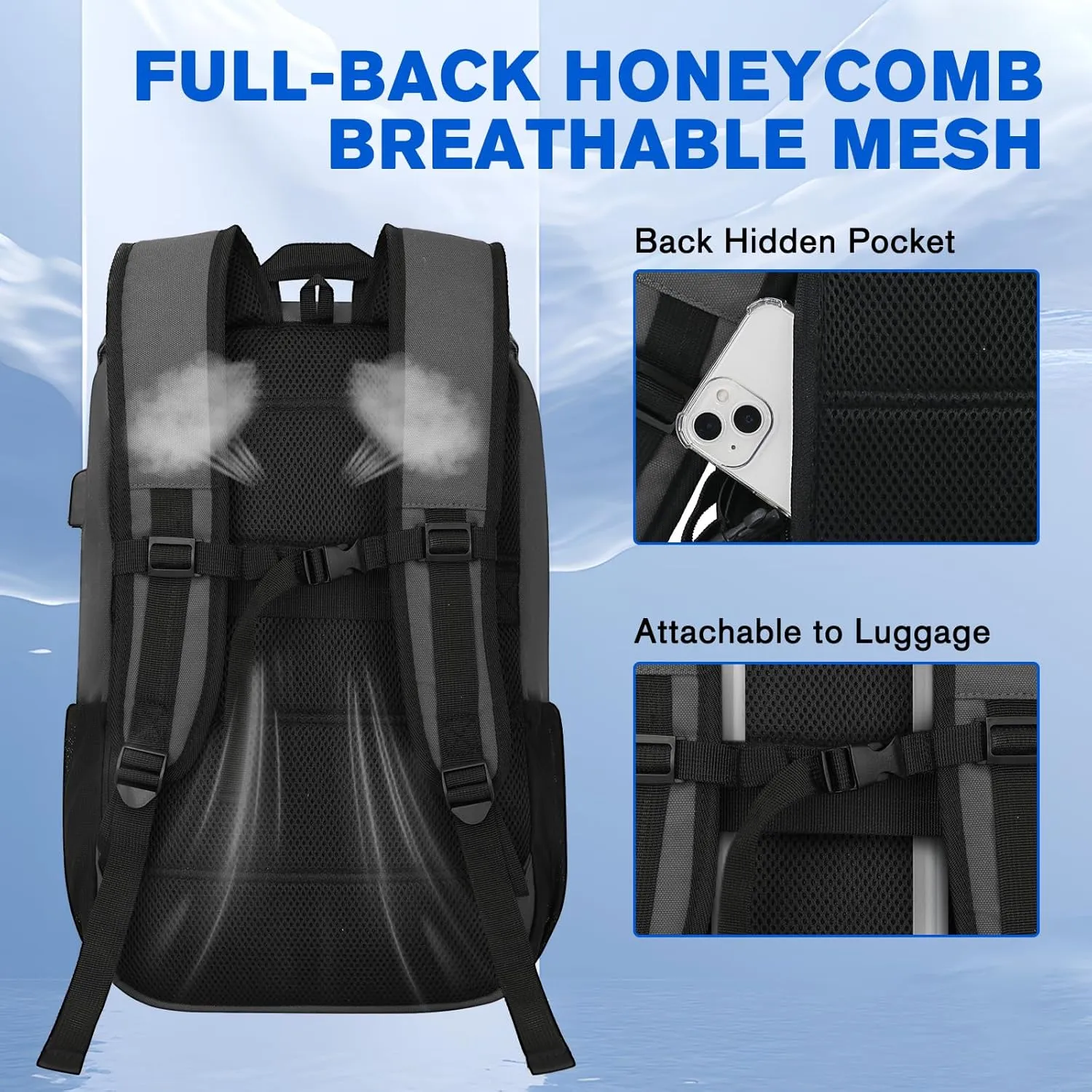 Travel Laptop Canvas Backpack Business Anti Theft Slim Durable with USB Charging Port, Water Resistant College School Computer Bag Gifts for Men & Women Fits 15.6 Inch Notebook