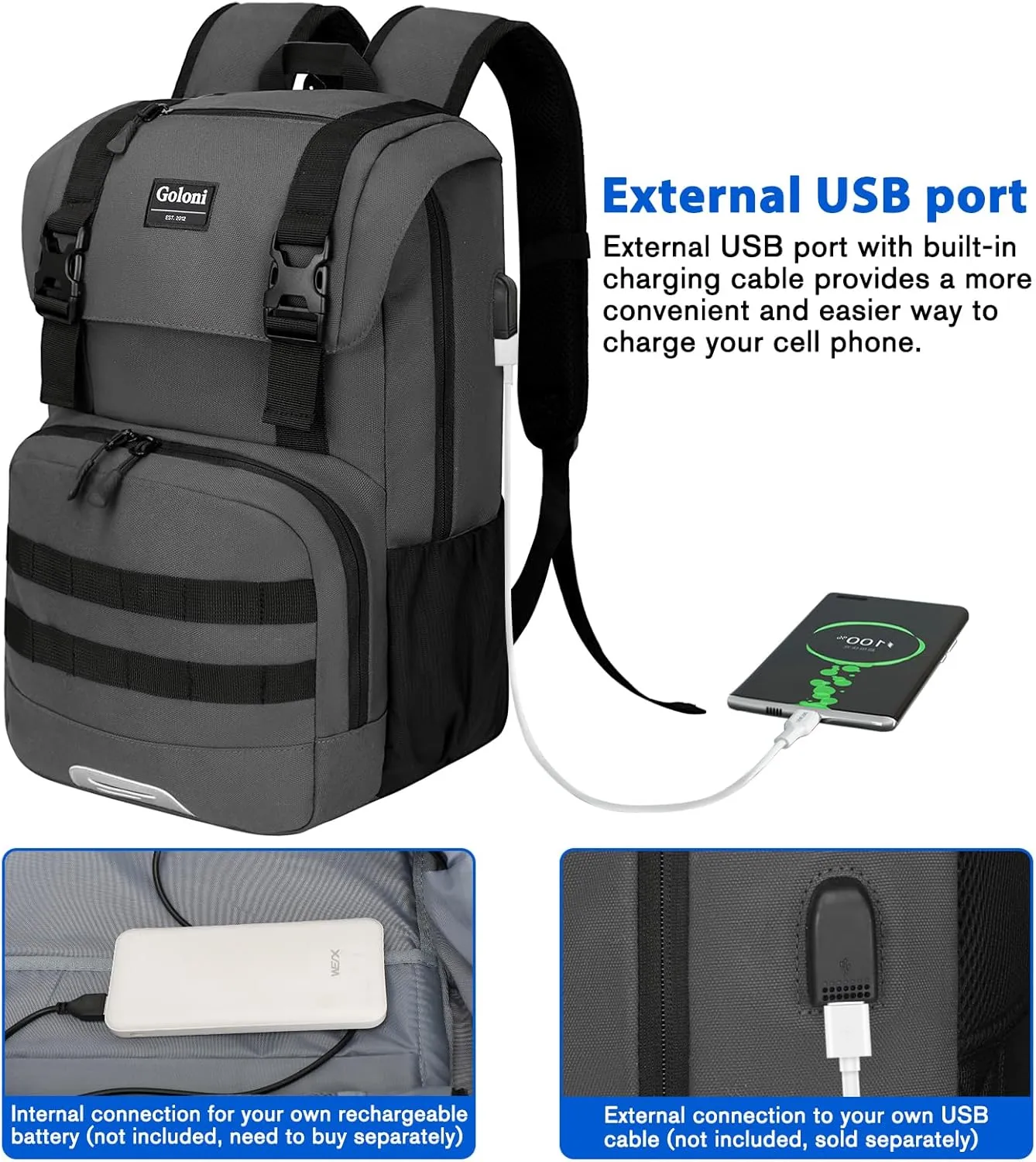 Travel Laptop Canvas Backpack Business Anti Theft Slim Durable with USB Charging Port, Water Resistant College School Computer Bag Gifts for Men & Women Fits 15.6 Inch Notebook