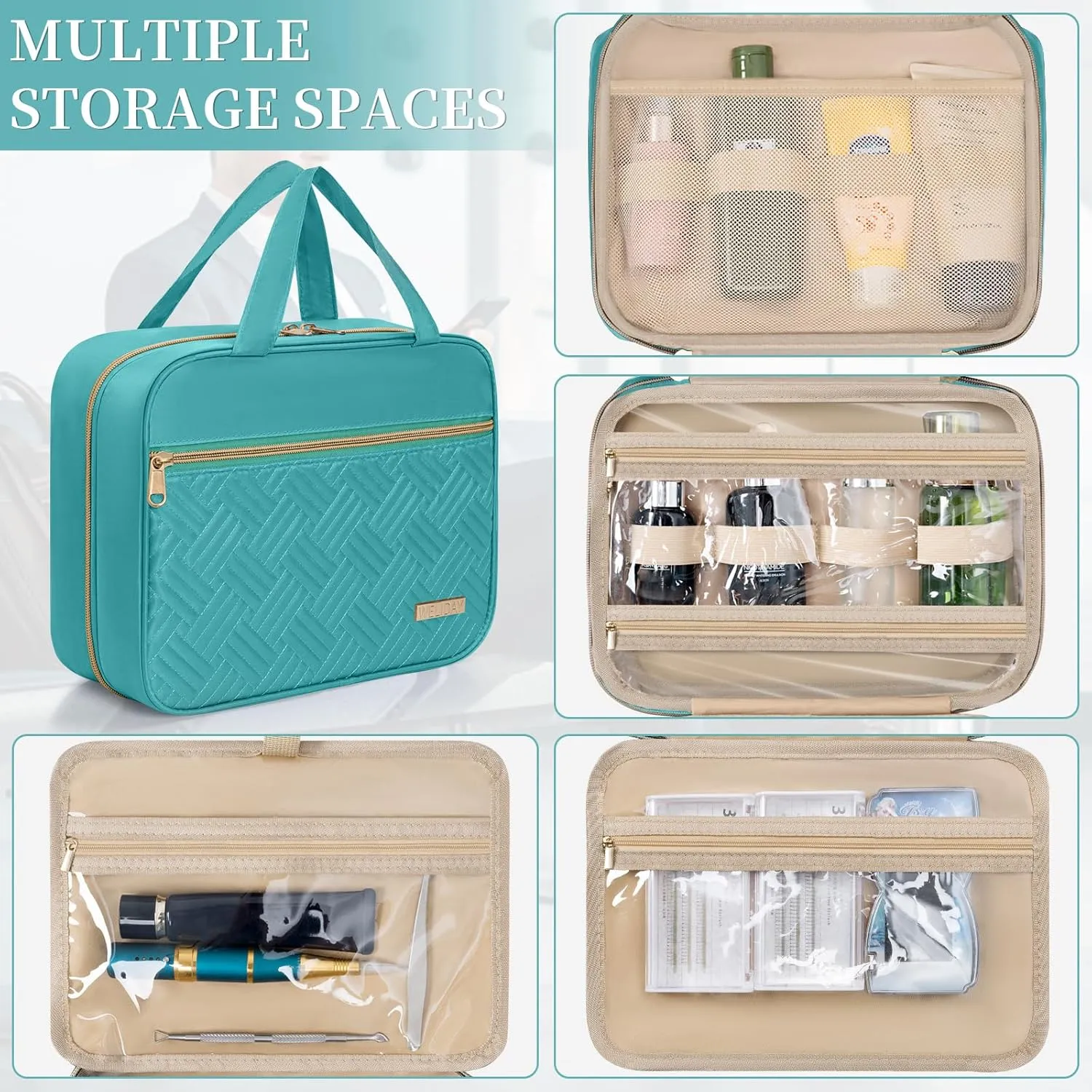 Travel Toiletry Bag - Spacious Toiletry Bag with Hanging Hook, Waterproof Makeup Bag for Women & Men, Travel Essentials (Large-Green)