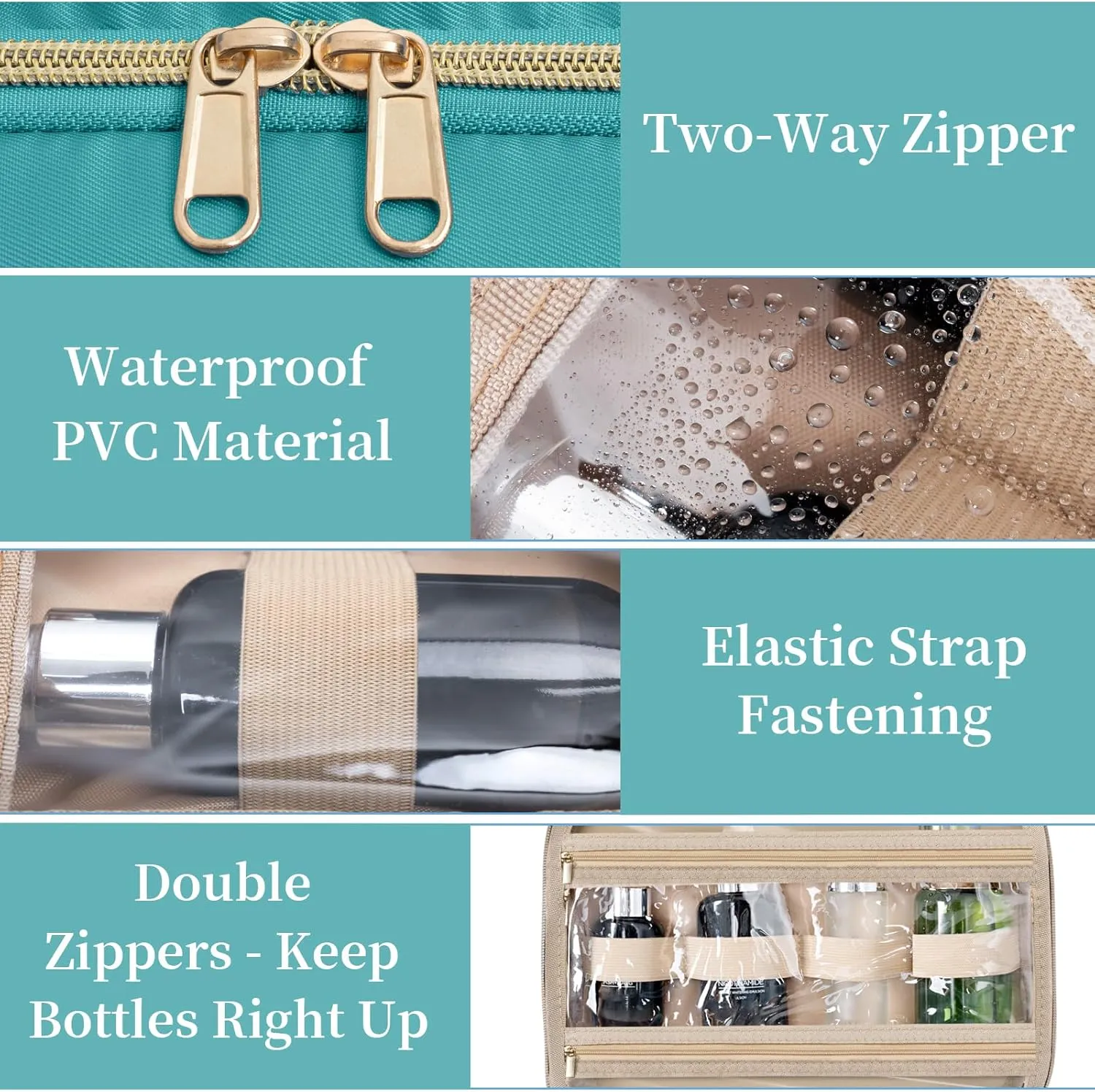 Travel Toiletry Bag - Spacious Toiletry Bag with Hanging Hook, Waterproof Makeup Bag for Women & Men, Travel Essentials (Large-Green)