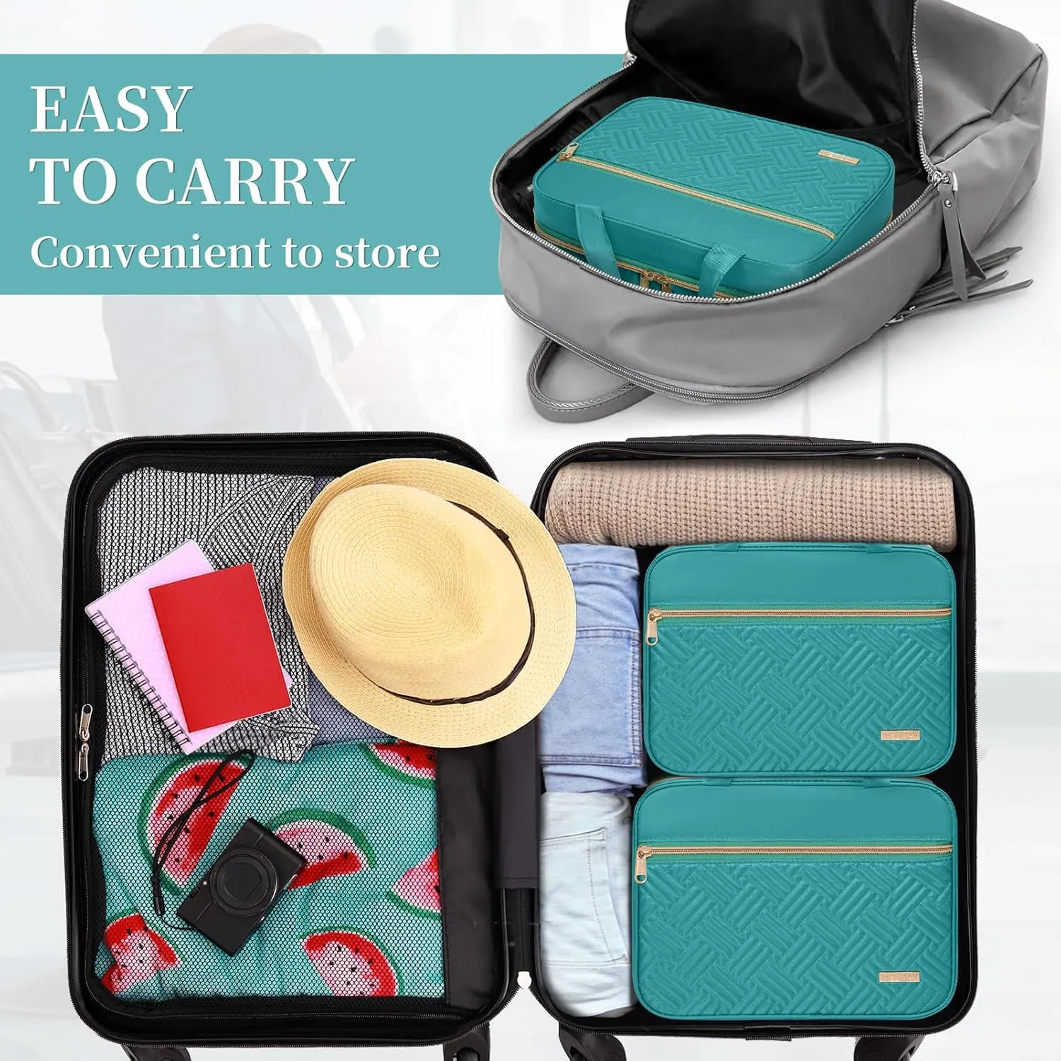 Travel Toiletry Bag - Spacious Toiletry Bag with Hanging Hook, Waterproof Makeup Bag for Women & Men, Travel Essentials (Large-Green)