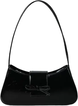 Trendy Shoulder Bag for Women Crescent Hobo Handbags Small Y2K Purses Patent Leather Clutch Bag Cute Bow Purse 2025