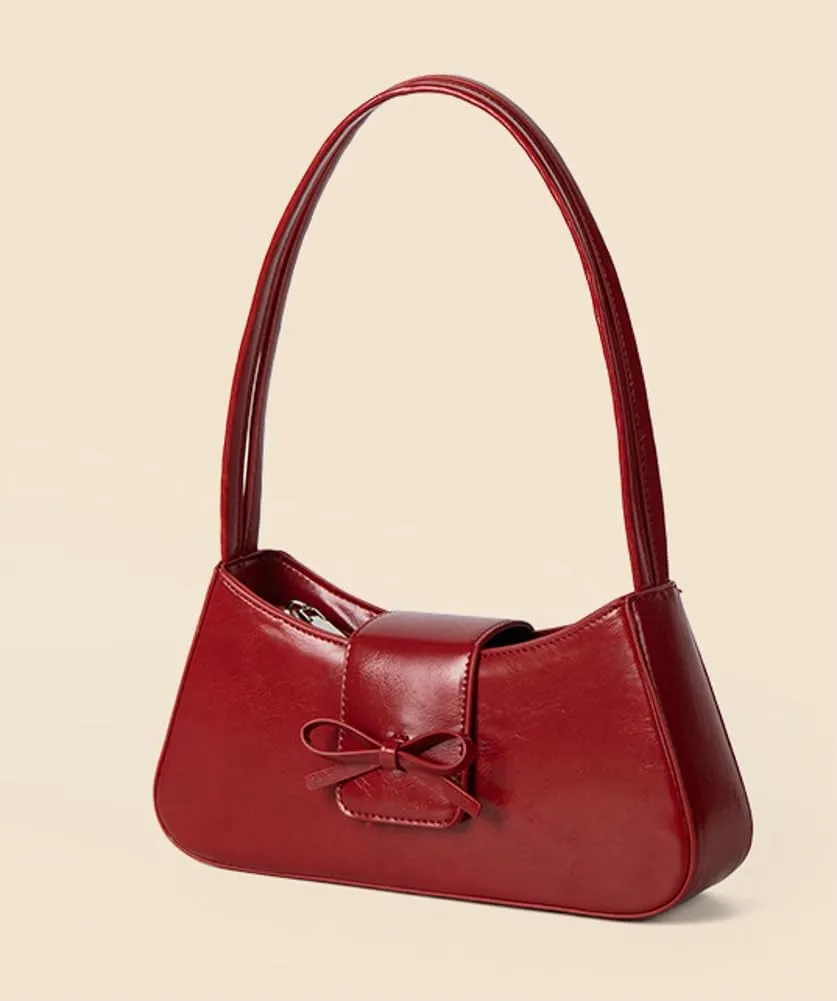 Trendy Shoulder Bag for Women Crescent Hobo Handbags Small Y2K Purses Patent Leather Clutch Bag Cute Bow Purse 2025