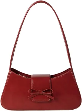 Trendy Shoulder Bag for Women Crescent Hobo Handbags Small Y2K Purses Patent Leather Clutch Bag Cute Bow Purse 2025