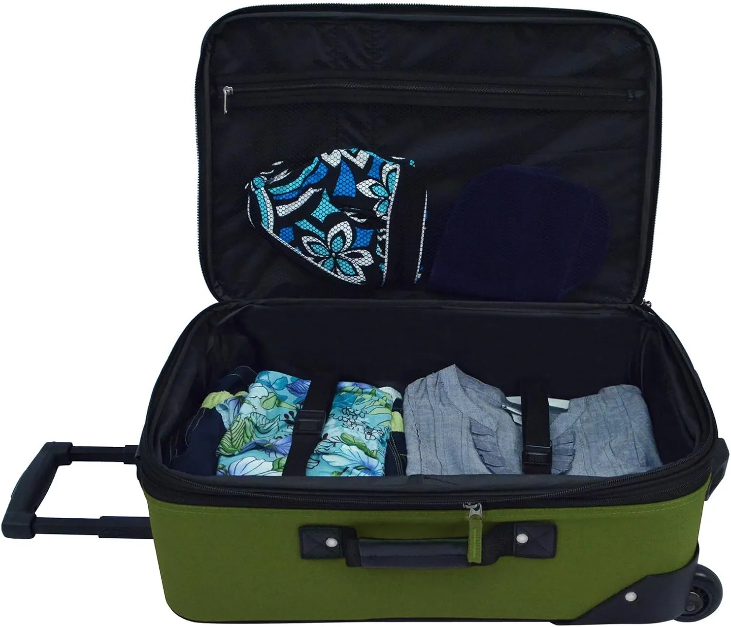 U.S. Traveler Rio Lightweight Carry-On Suitcase 20" Softside Expandable Design, Durable, Business and Travel, Evergreen, Set