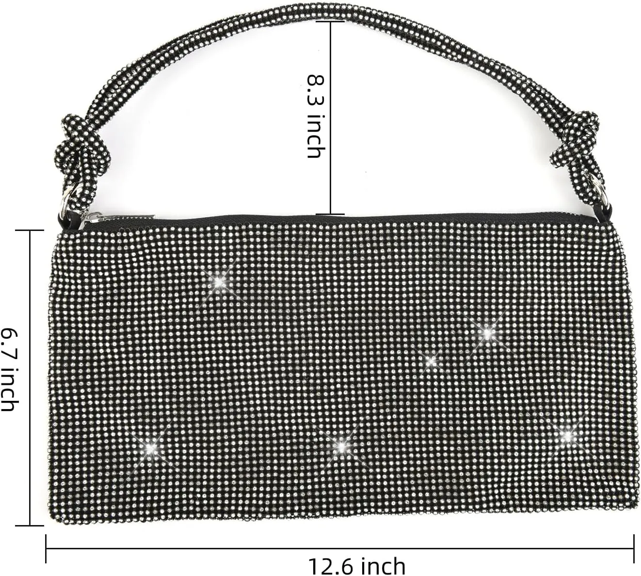 Valleycomfy Chic Rhinestone Purses for Women Sparkly Evening Handbag Bling Hobo Bag Shiny Silver Clutch Purse for Party