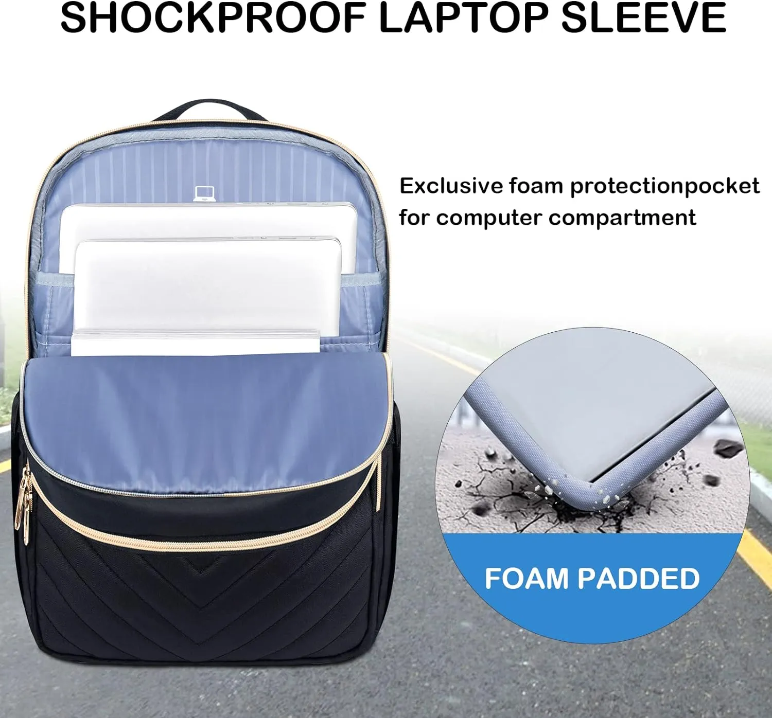 VANKEAN 15.6 Inch Laptop Backpack for Women Men Work Bag Fashion with USB Port, Waterproof Backpacks Nurse Stylish Travel Bags Casual Daypacks for College, Business, Black