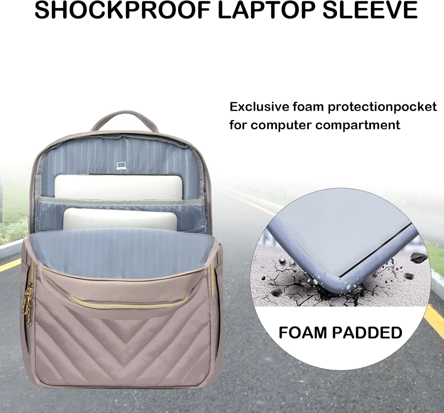 VANKEAN 15.6 Inch Laptop Backpack for Women Work Bag Fashion with USB Port, Waterproof Stylish Travel Bags Casual Daypacks for College, Business, Light Dusty Pink