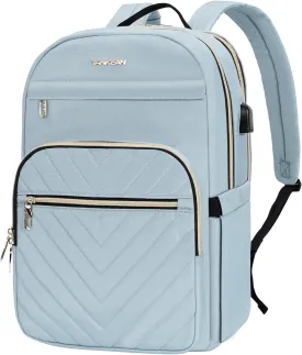 VANKEAN 15.6 Inch Laptop Backpack for Women Work Laptop Bag Fashion with USB Port, Waterproof Backpacks Stylish Travel Bags Casual Daypacks for College, Business, Light Blue