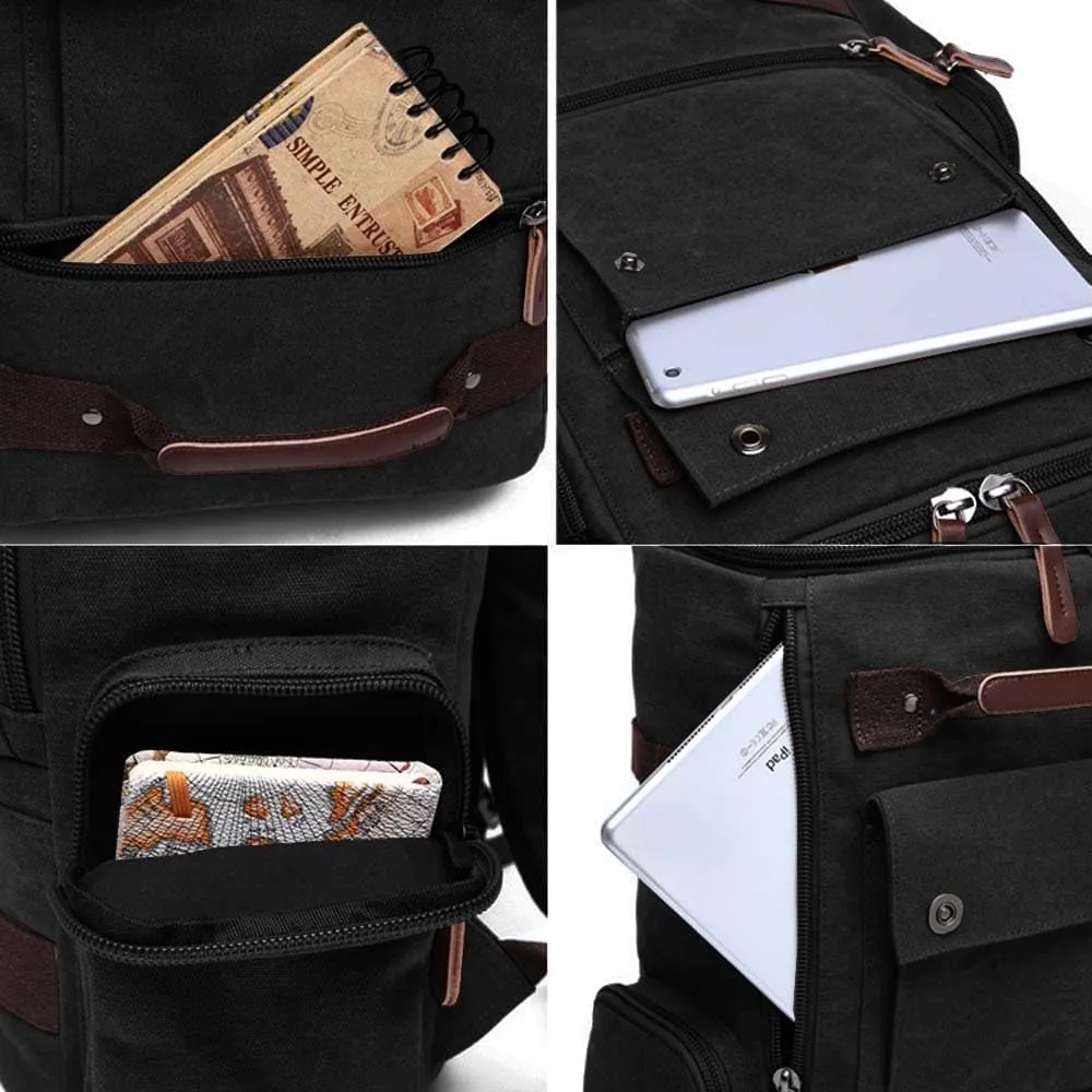 Vintage Canvas Backpack Casual Travel Rucksack 15.6inch Laptop Daypacks Hiking Camping Backpack