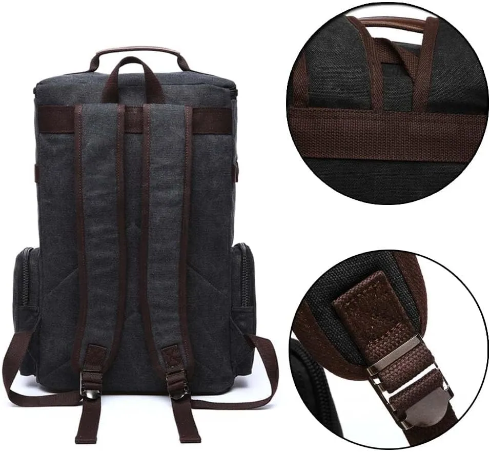 Vintage Canvas Backpack Casual Travel Rucksack 15.6inch Laptop Daypacks Hiking Camping Backpack