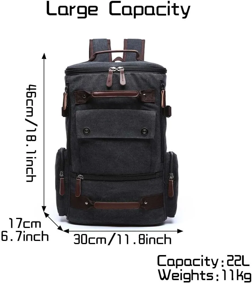 Vintage Canvas Backpack Casual Travel Rucksack 15.6inch Laptop Daypacks Hiking Camping Backpack