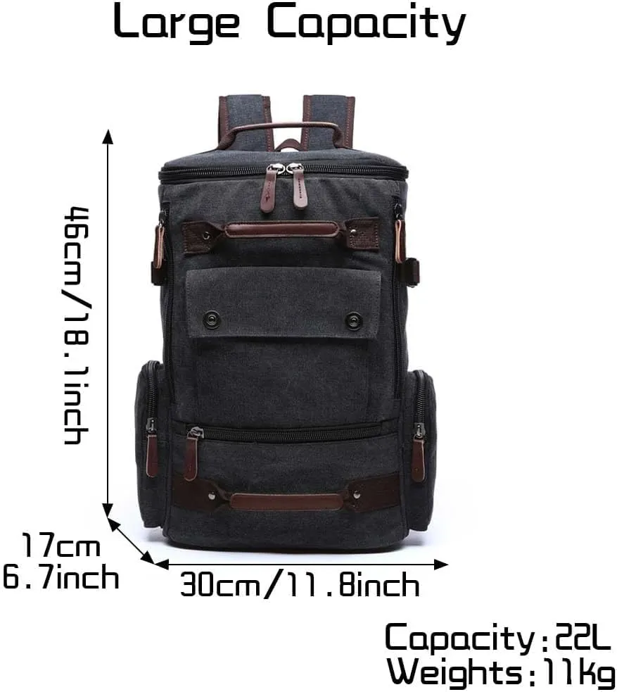Vintage Canvas Backpack Casual Travel Rucksack 15.6inch Laptop Daypacks Hiking Camping Backpack