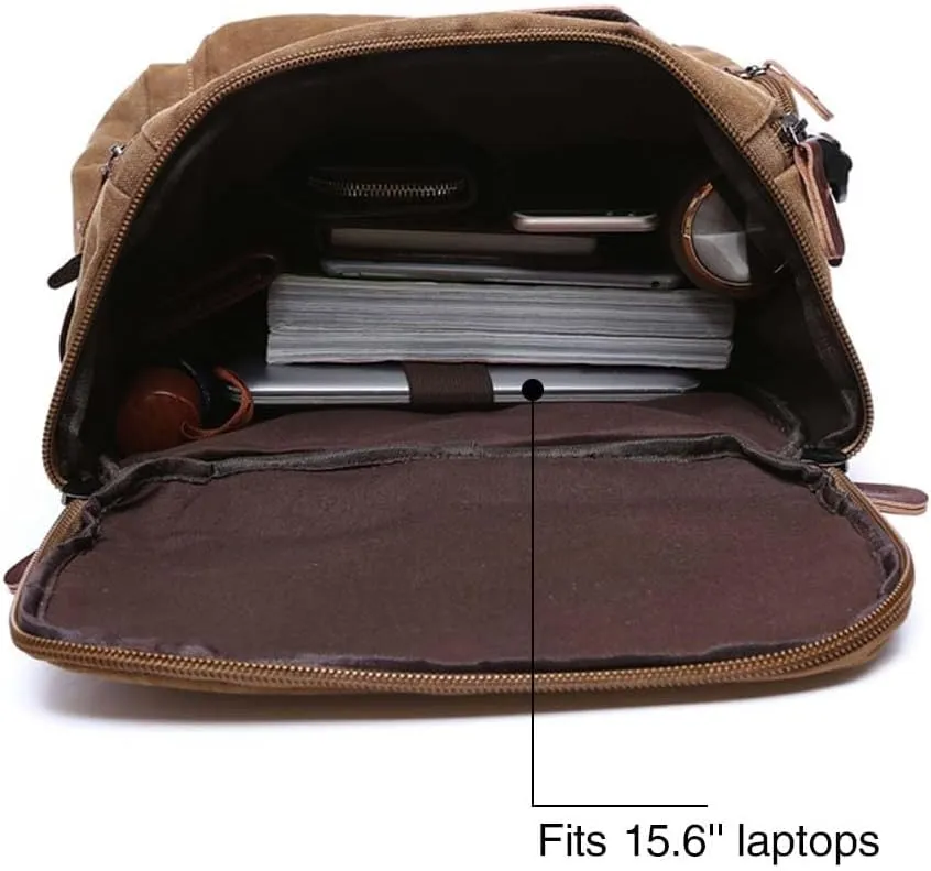 Vintage Canvas Backpack Casual Travel Rucksack 15.6inch Laptop Daypacks Hiking Camping Backpack