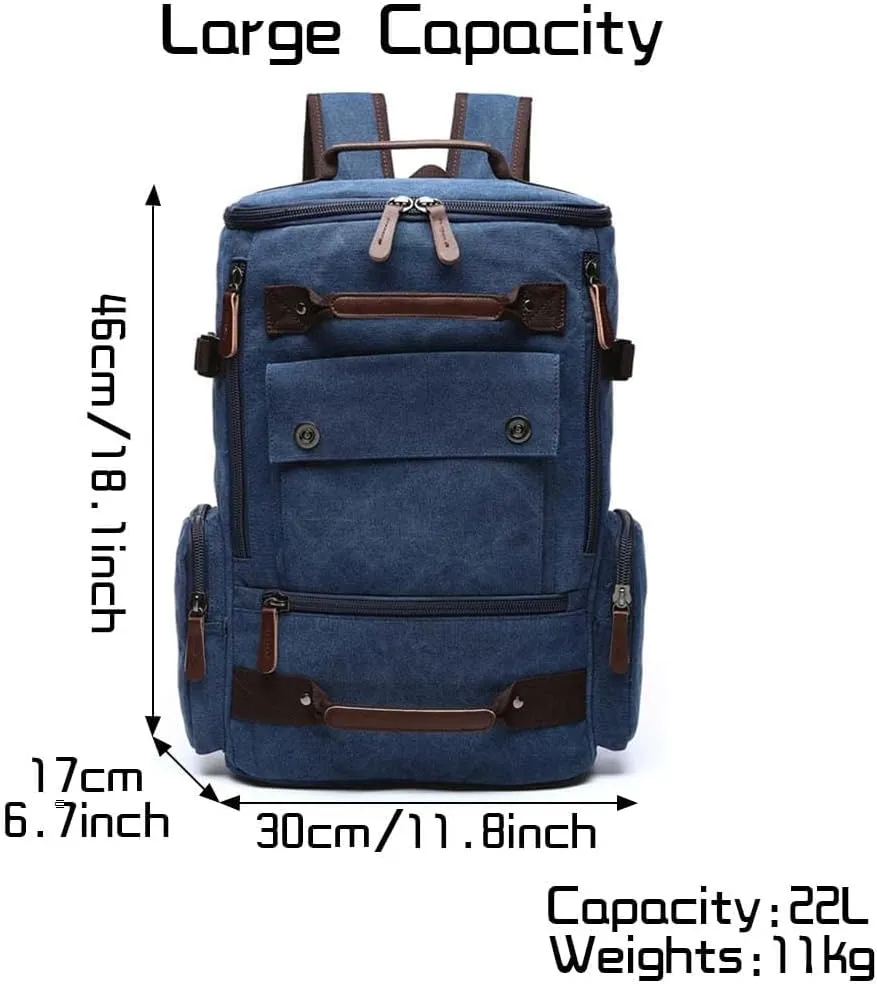 Vintage Canvas Backpack Casual Travel Rucksack 16inch Laptop Daypacks Hiking Camping Backpack