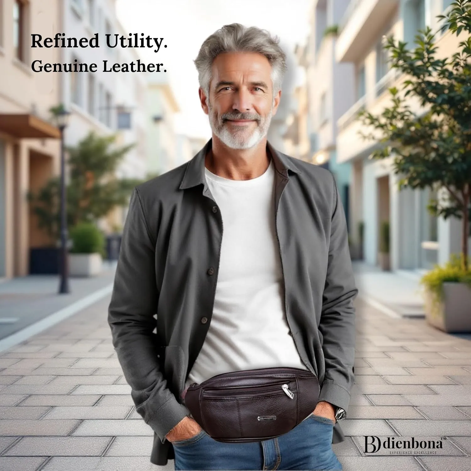 Vintage Genuine Leather Fanny Pack with Key Ring  Spacious Crossbody Sling Bag for Men and Women, Ideal for everyday carry and Travel (Mahogany Brown)