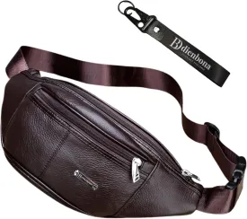 Vintage Genuine Leather Fanny Pack with Key Ring  Spacious Crossbody Sling Bag for Men and Women, Ideal for everyday carry and Travel (Mahogany Brown)