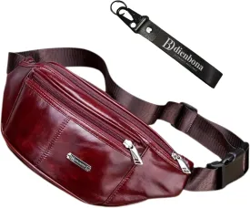 Vintage Genuine Leather Fanny Pack with Key Ring  Spacious Crossbody Sling Bag for Men and Women, Ideal for everyday carry and Travel (Oxblood)