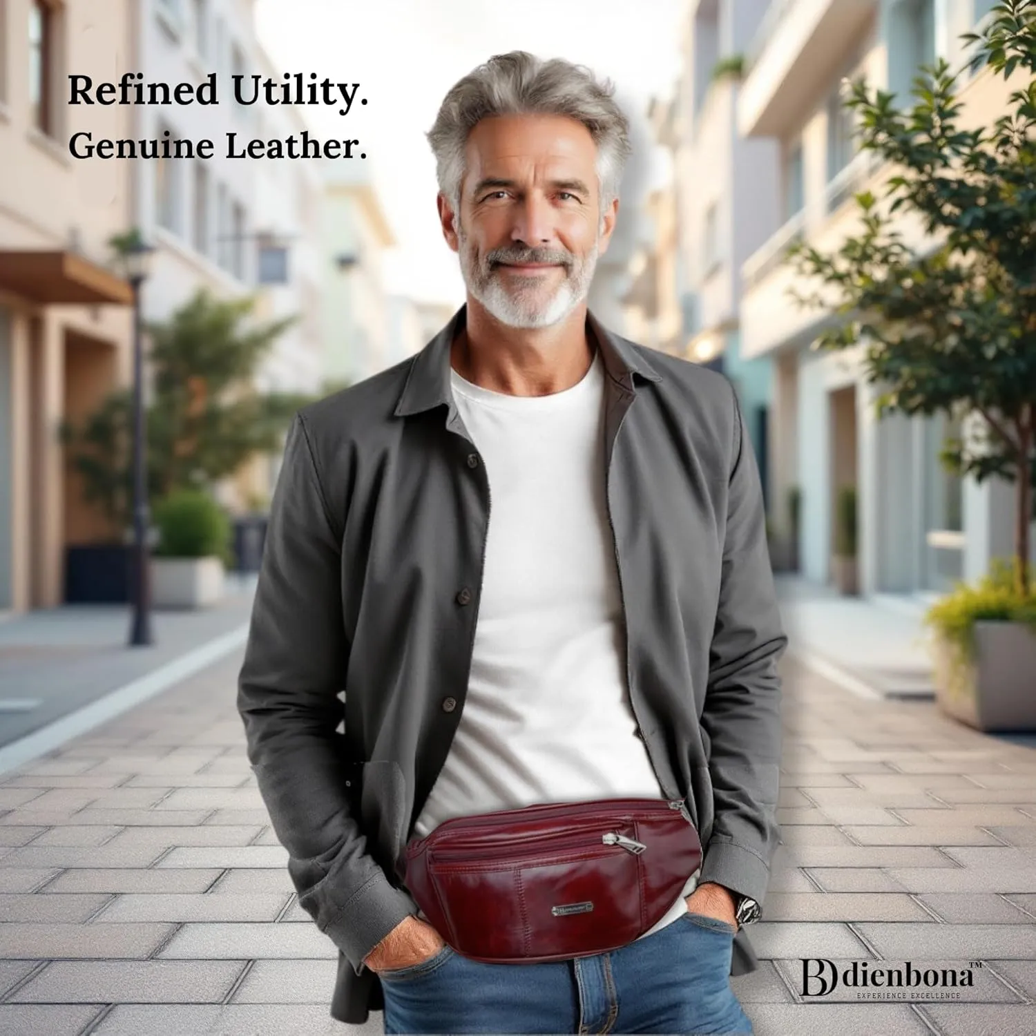 Vintage Genuine Leather Fanny Pack with Key Ring  Spacious Crossbody Sling Bag for Men and Women, Ideal for everyday carry and Travel (Oxblood)