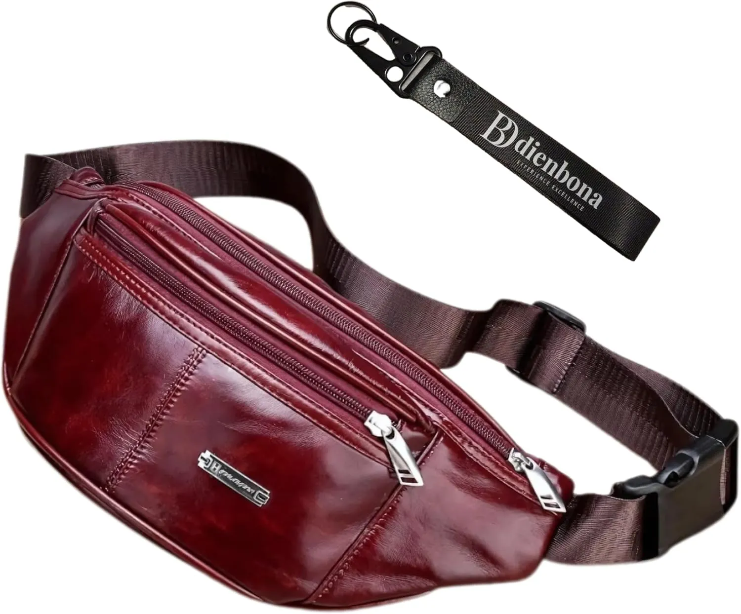 Vintage Genuine Leather Fanny Pack with Key Ring  Spacious Crossbody Sling Bag for Men and Women, Ideal for everyday carry and Travel (Oxblood)