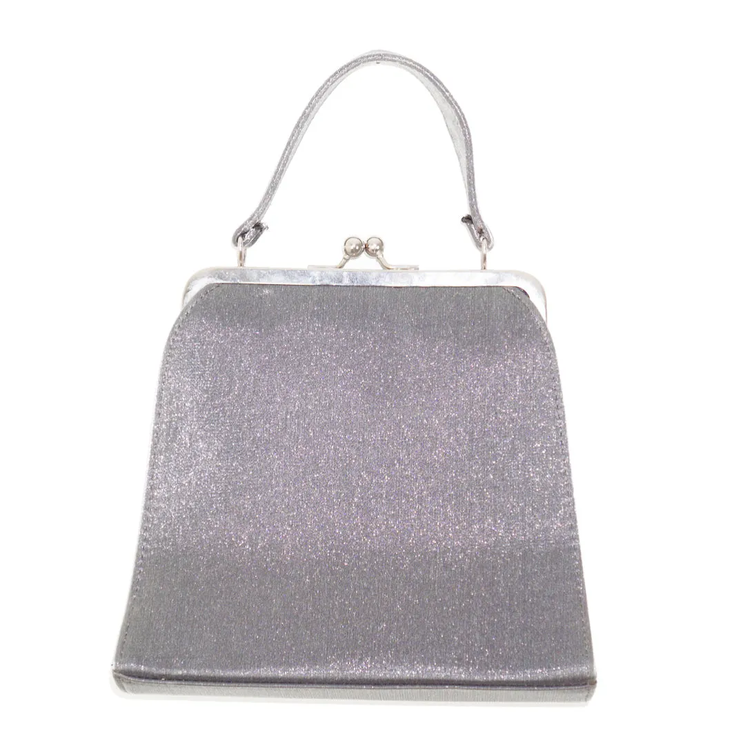 VINTAGE Gray Satin Evening Clutch Bag