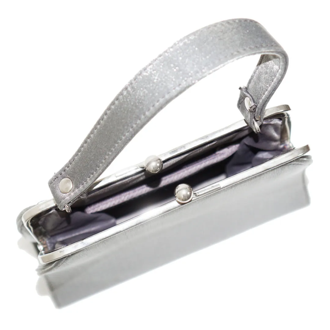 VINTAGE Gray Satin Evening Clutch Bag