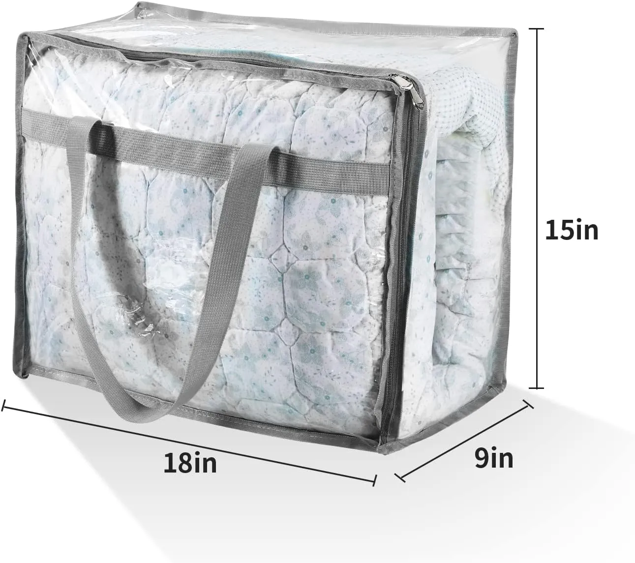 Vinyl Storage Bags for Sheet, Thin Blanket, Sofa Pillow, Clothes (Grey)