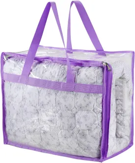 Vinyl Storage Bags for Sheet, Thin Blanket, Sofa Pillow, Clothes (Purple)