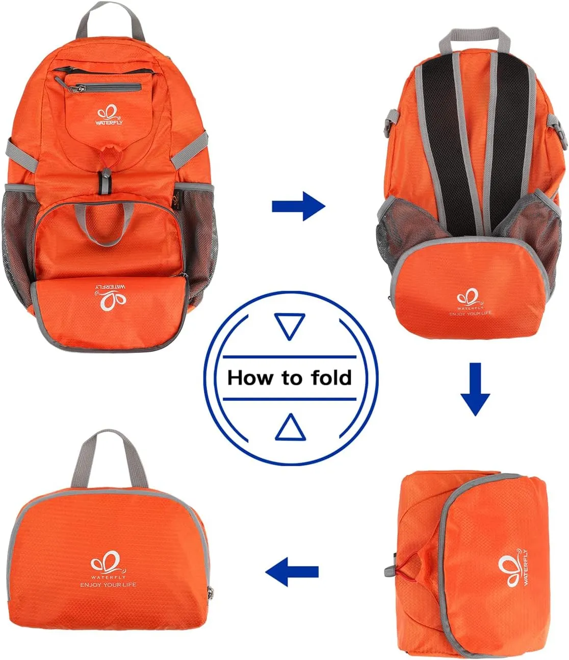 WATERFLY Small Lightweight Packable Backpack: 20l Ultra Light Foldable Travel Hiking Camping Daypack Day Pack for Man Woman