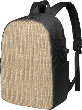 Wicker Usb Travel Laptop Backpack  Durable Polyester Backbag With Charging Port & Headphone Jack