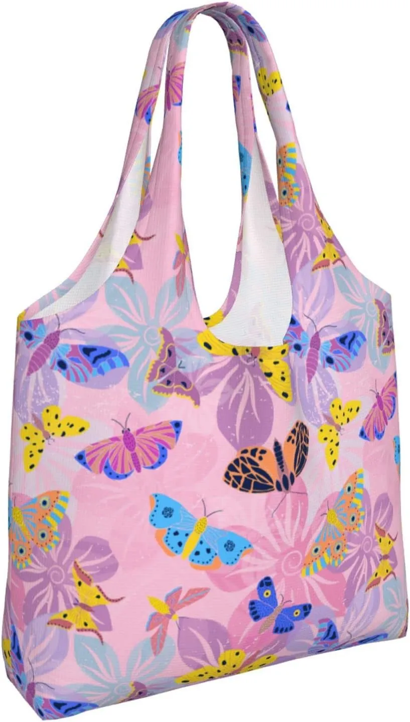 WOAIDY Reusable Grocery Bags for Kitchen, Foldable Durable Shopping Totes with 50lbs Capacity, Large Tote Bags with Handles